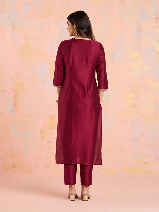 Elegant Maroon Gota Patti Kurta Suit with Dupatta
