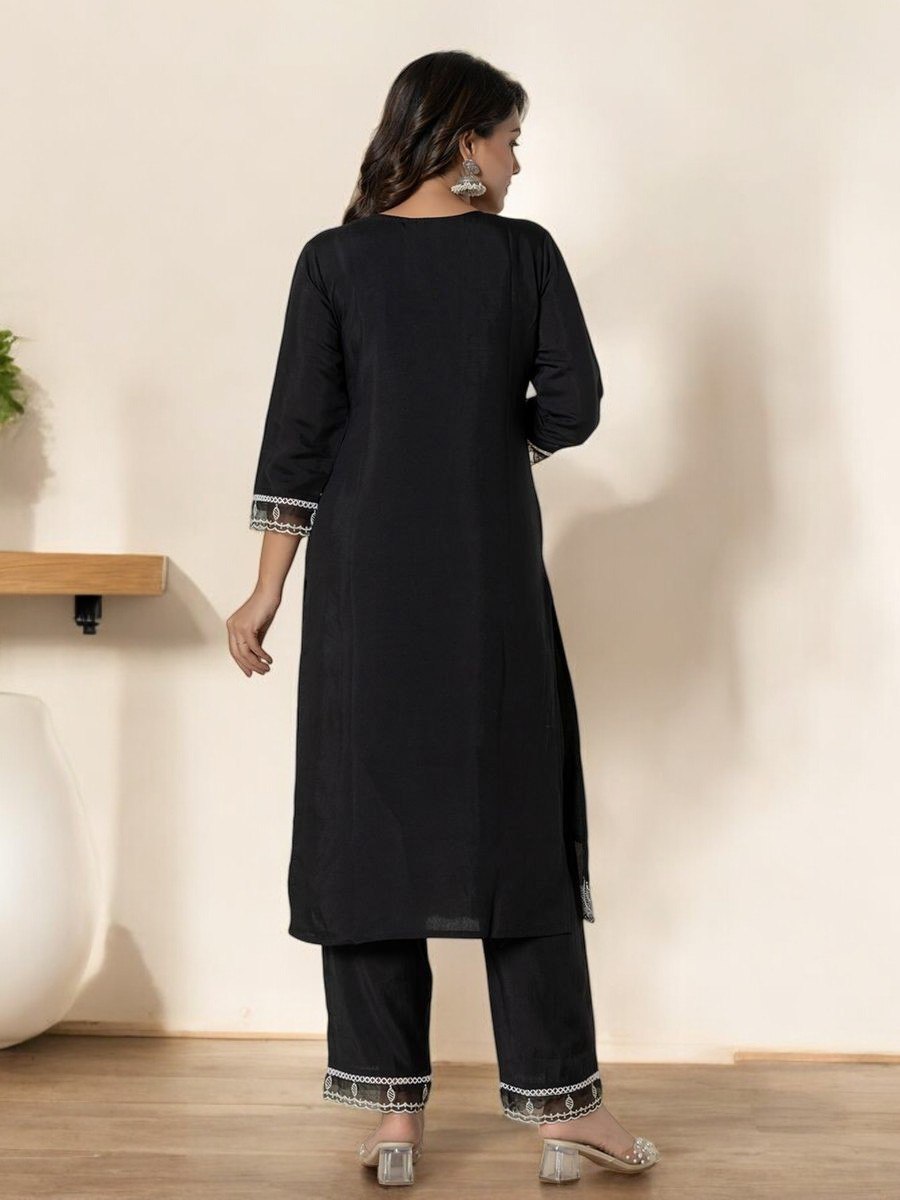 Black Embroidered Kurta Set for Women - Perfect for Any Occasion
