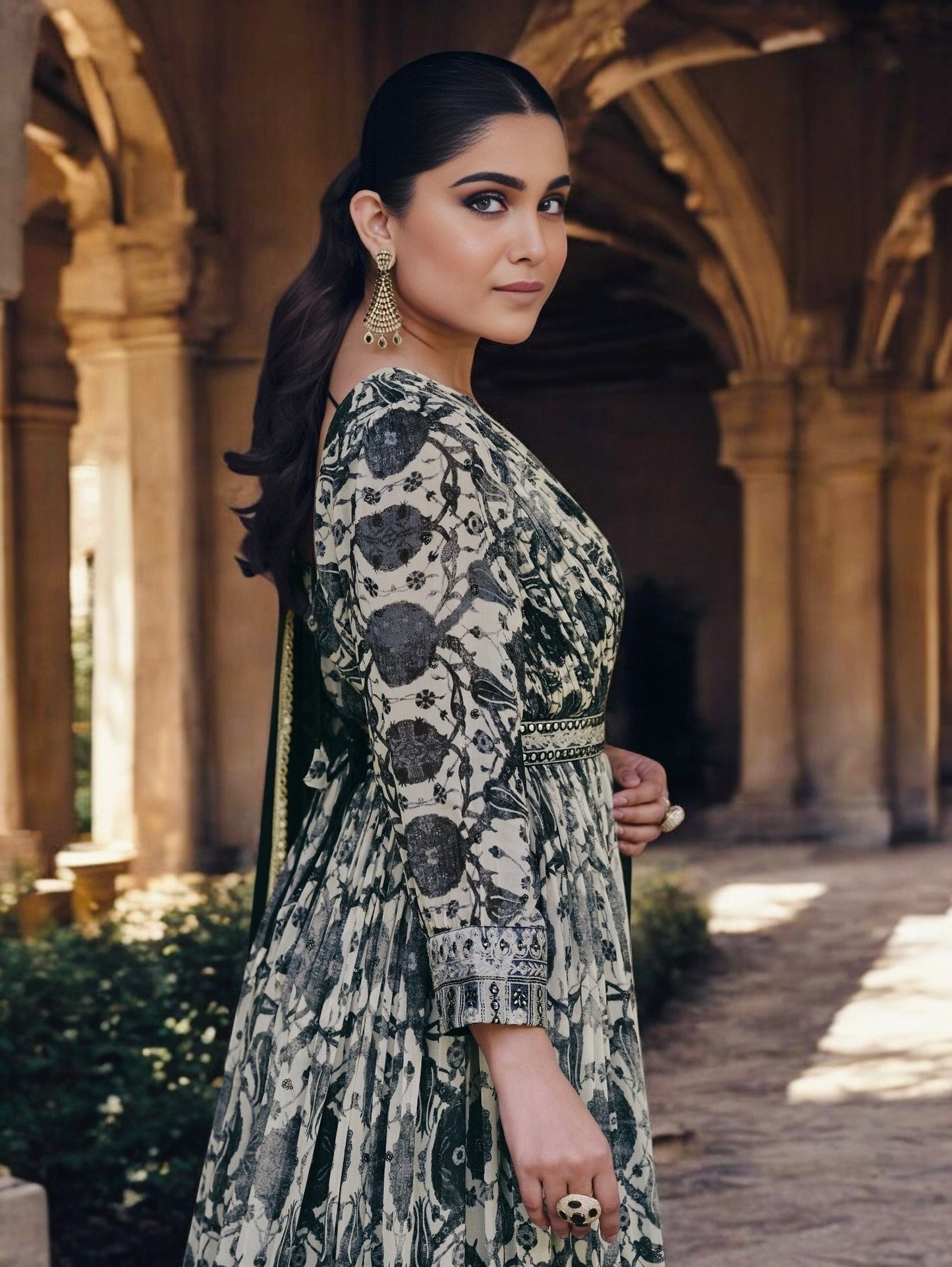 Black and White Maxi Dress - Timeless Style in a Historic Setting