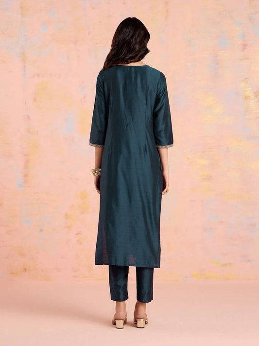 Elegant Teal Blue Gota Patti Kurta Set with Dupatta